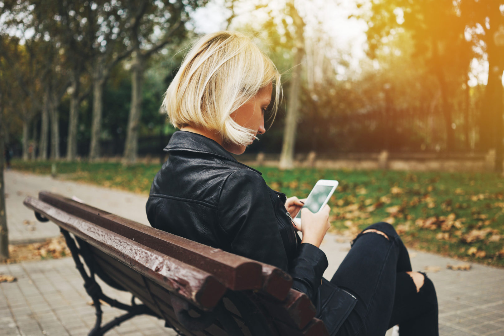 right applications, lady in black on cell phone