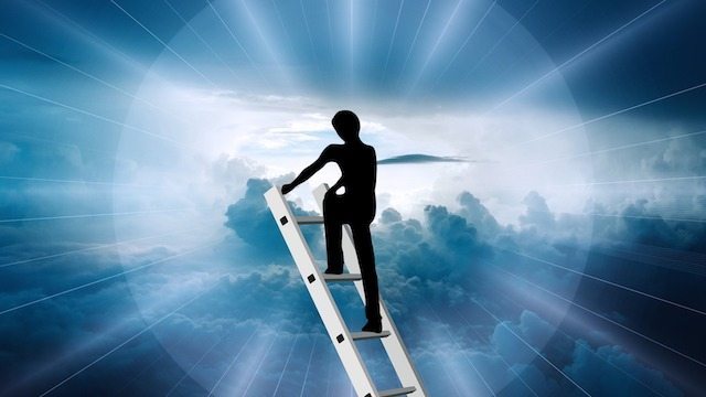 Business Success ladder in cloud sky image